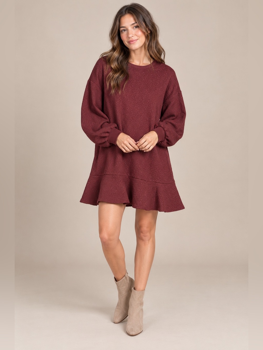 Mare Mare x Anthropologie Odila Tunic Dress Burgundy Size M NWT